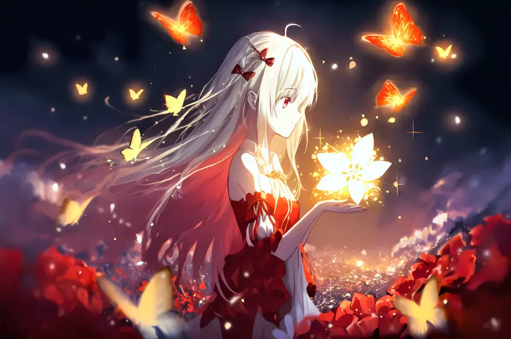 白发少女与光之蝶