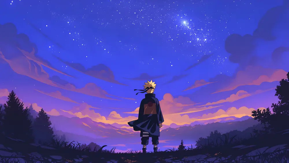 少年眺望璀璨星空壁纸