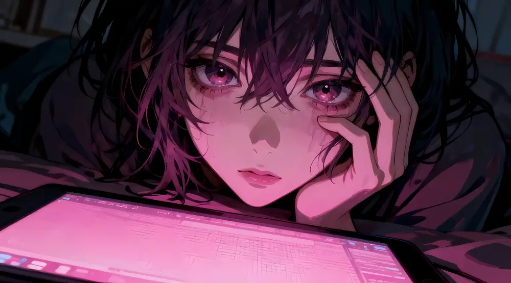 暗夜霓虹少女二次元高清壁纸
