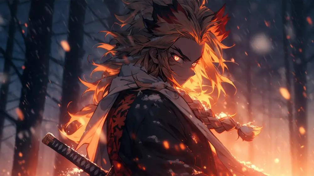 雪中火焰武士二次元壁纸