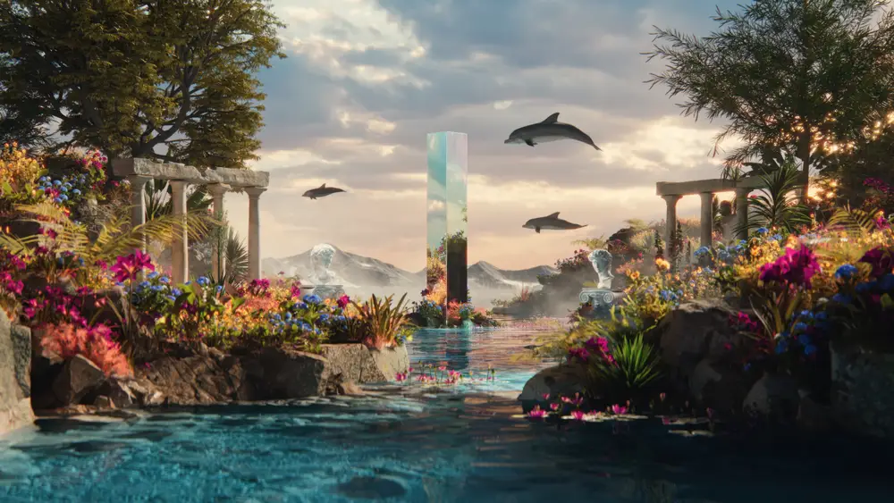 梦幻浮空海豚与光影秘境