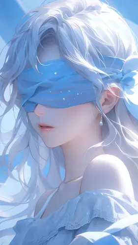 1080x1920 Mobile Wallpaper - 蒙眼白发少女唯美插画
