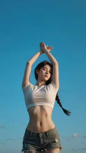 2160x3840 Mobile Wallpaper - 蓝天阳光下的元气少女