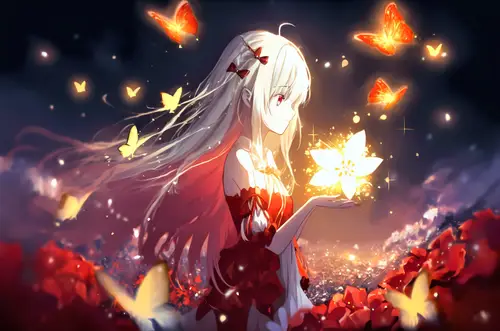6096x4042 Tablet Wallpaper - 白发少女与光之蝶