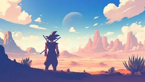 3840x2160 Desktop 动漫二次元 Wallpaper - 动漫少年眺望荒漠远景