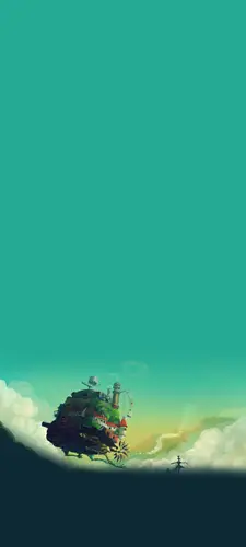 1080x2400 Mobile Wallpaper - 空中移动城堡插画