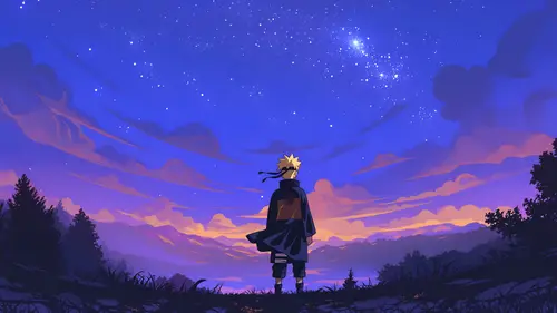 3840x2160 Desktop 动漫二次元 Wallpaper - 少年眺望璀璨星空壁纸