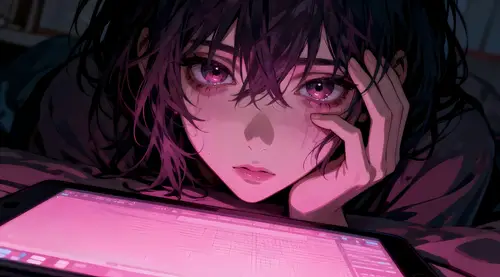 2358x1308 Desktop Wallpaper - 暗夜霓虹少女二次元高清壁纸