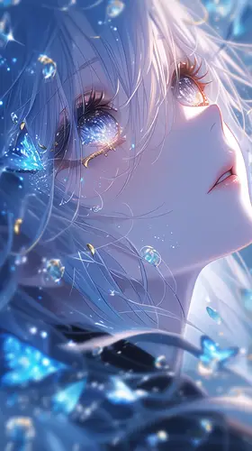 1632x2912 Mobile Wallpaper - 蓝调二次元少女肖像
