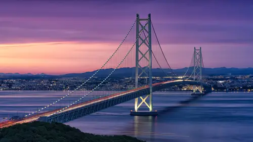 3840x2160 Desktop Wallpaper - 明石海峡大桥黄昏余晖