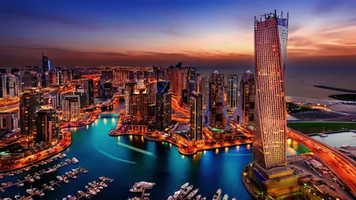 3840x2160 Desktop 城市建筑 Wallpaper - Breathtaking Night View of Dubai Marina Skyline